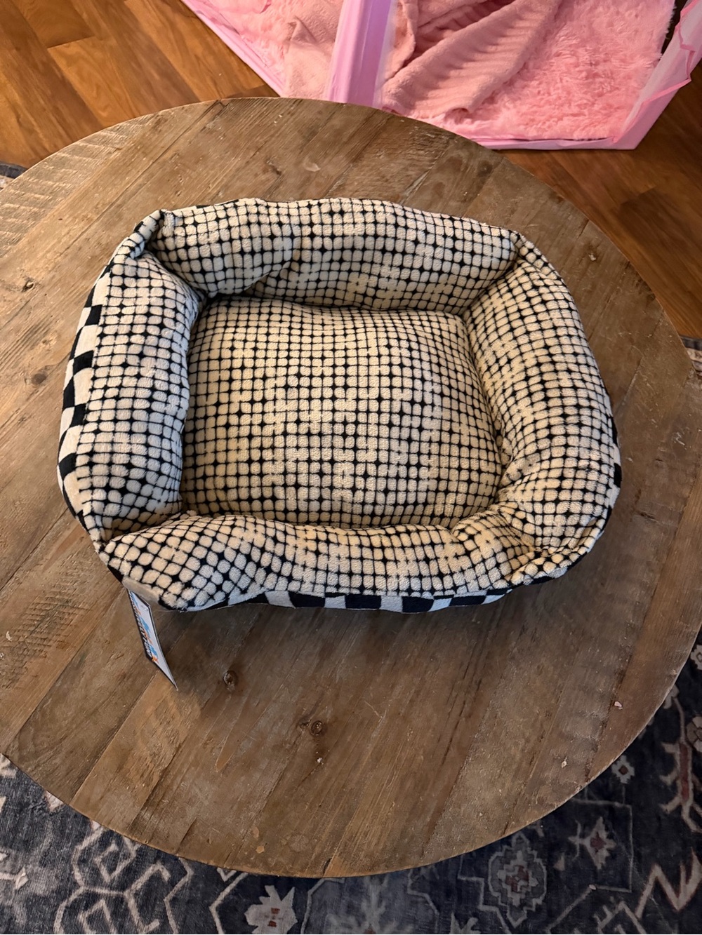 Plush Black and Brown Grid Pattern Pet Bed - Home Accents